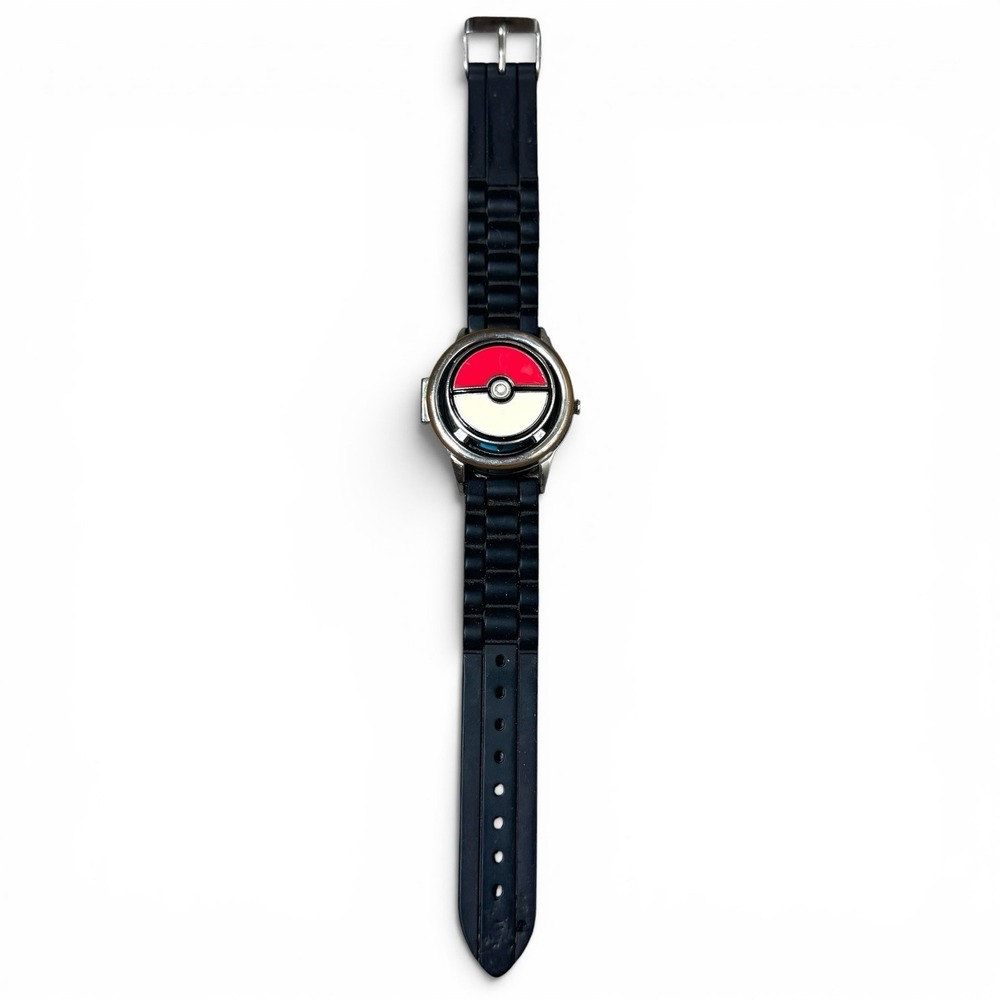 Pokemon Pikachu Accutime Pop-Up Pokeball Watch Black Silicone Band Quartz